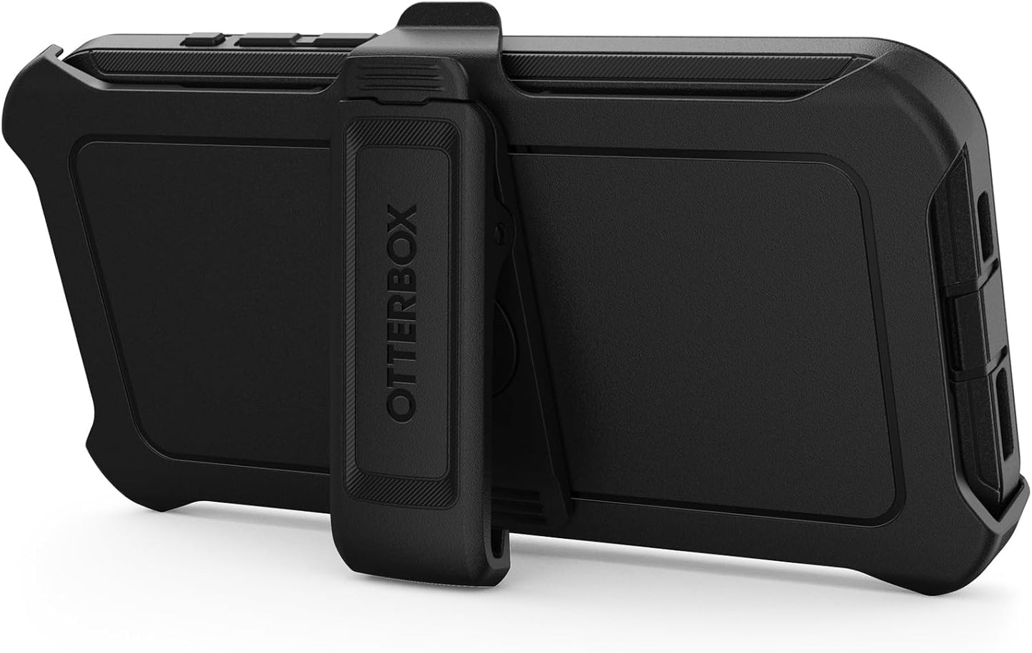 Black OtterBox phone case on a white background