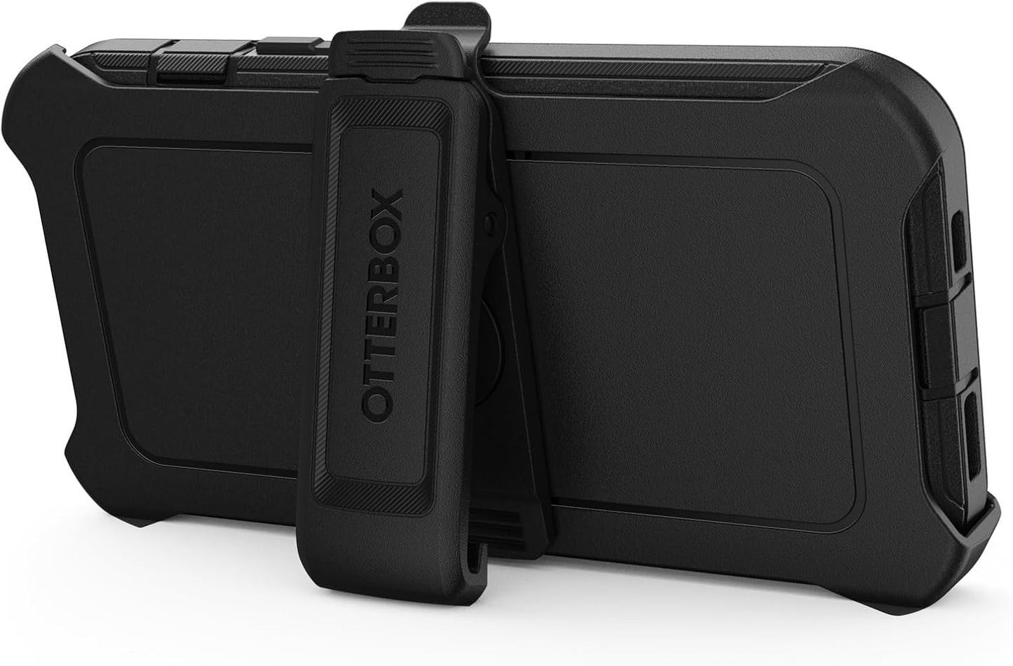 Black OtterBox case with a holster on a white background