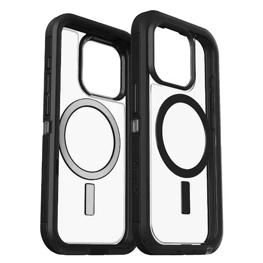 Black phone case with a clear design on a white background