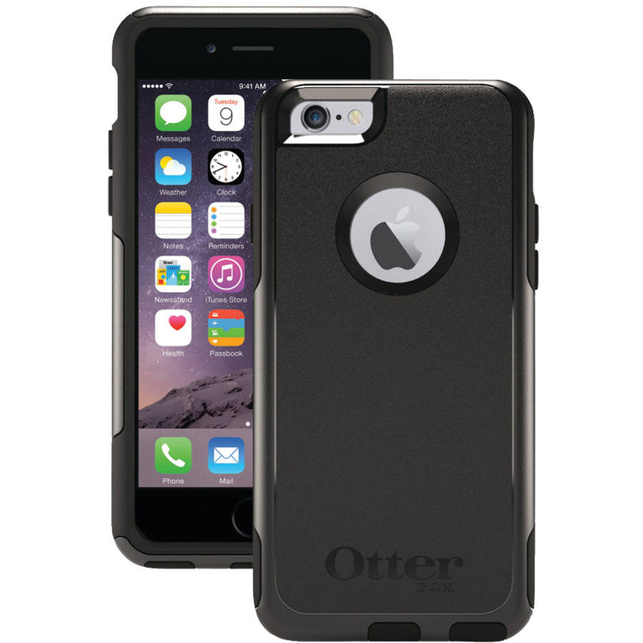 Black OtterBox phone case on a white background
