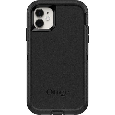 Black OtterBox phone case on a white background
