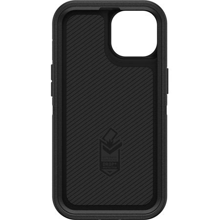Black phone case with a brand logo on a white background