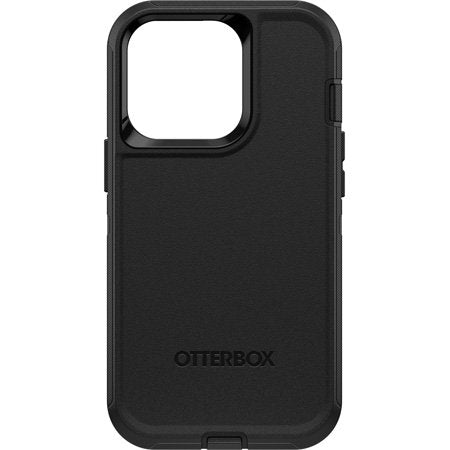 Black OtterBox phone case on a white background