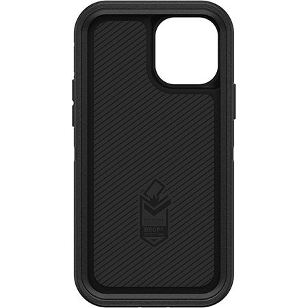 Black phone case with a brand logo on a white background