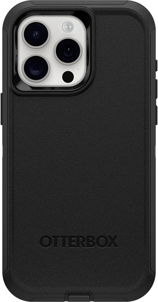 Black OtterBox phone case on a white background