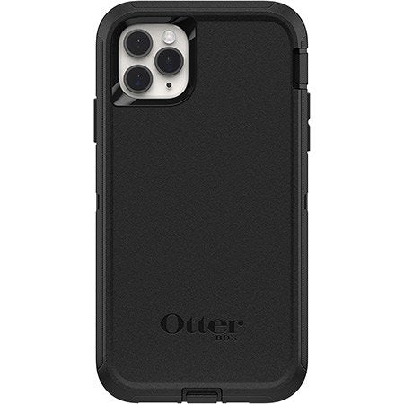 Black OtterBox phone case on a white background