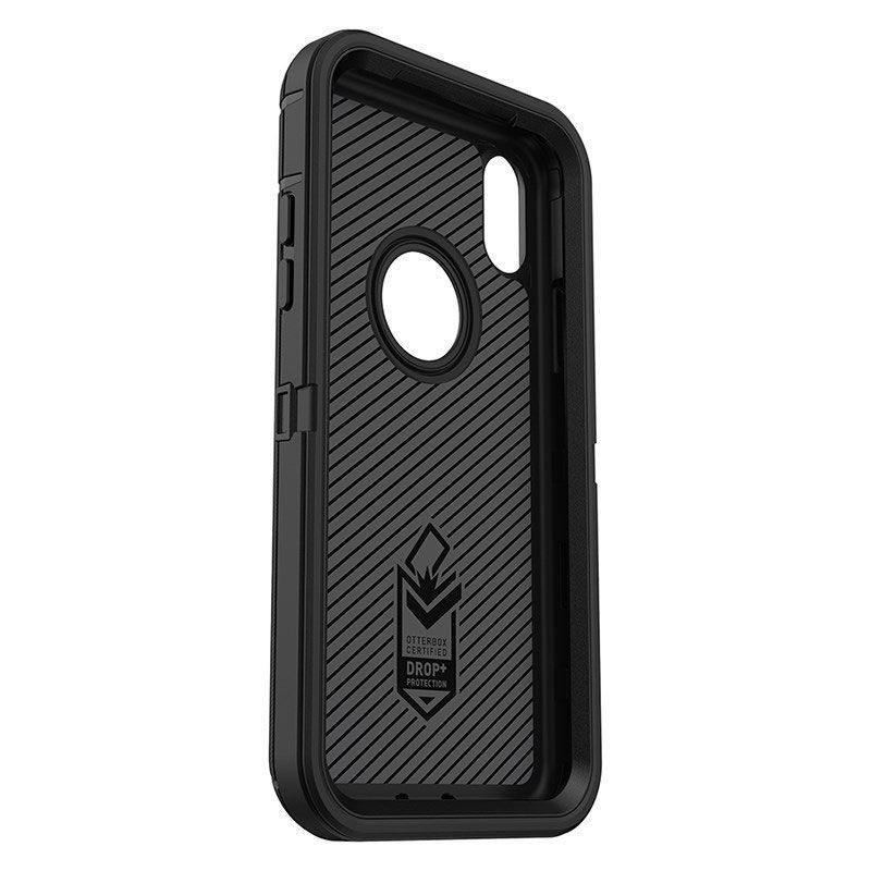 Black phone case with textured design on a white background