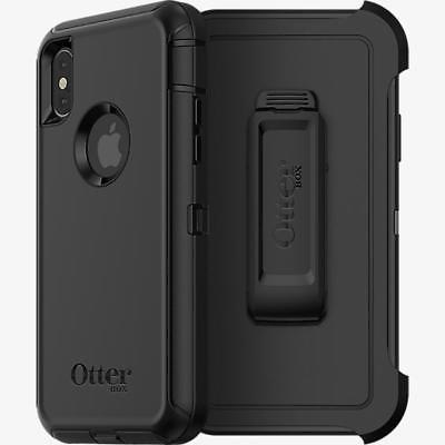 Black OtterBox phone case with Apple logo on a white background
